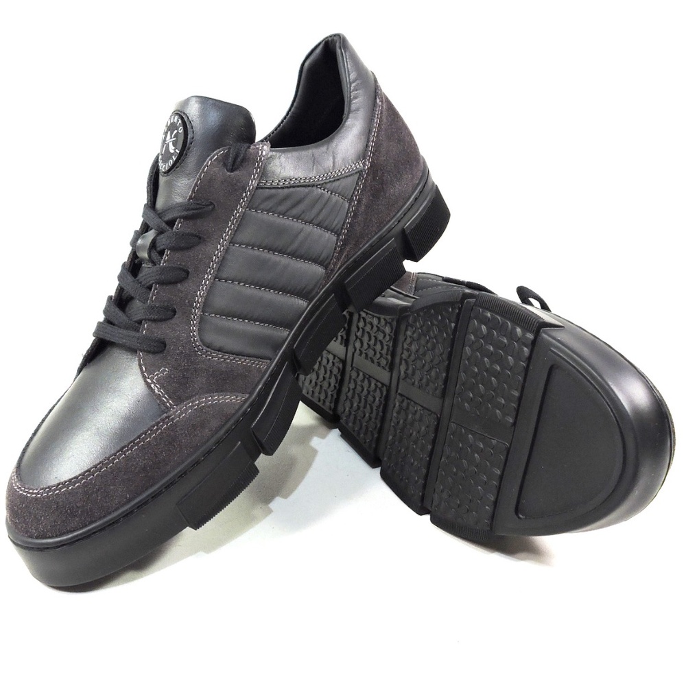 ALBERTO CICCIOLI 🇮🇹 MEN'S BLACK LEATHER COMFORT FASHION SNEAKERS - Picture 7 of 7